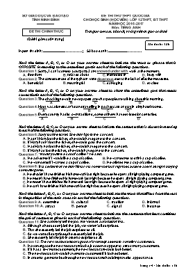 Đề thi thử THPT Quốc gia cho học sinh Lớp 12 THPT, BT THPT môn Tiếng Anh - Mã đề 136 - Năm học 2016-2017 - Sở GD & ĐT Ninh Bình (Có đáp án)